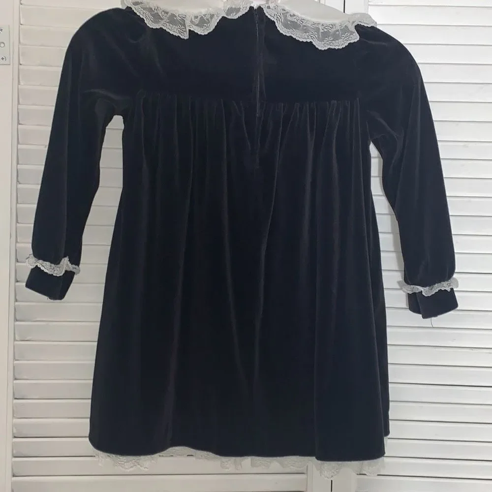 Vintage Bonnie Jean Velvet Lace Bib Collar Dress Size‎ 6